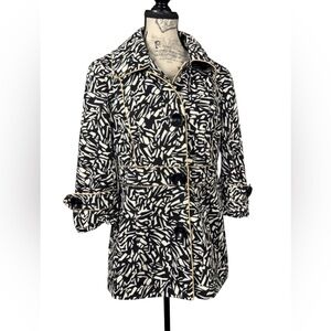 Sharon Young Chic Elegance Black and White Patterned Button Down Jacket Size 8